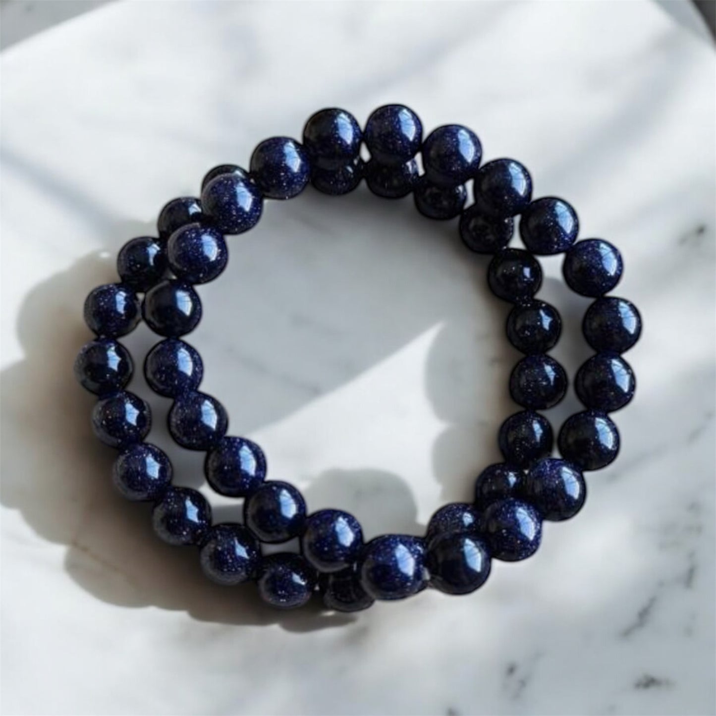 Navy glass stone bead bracelet