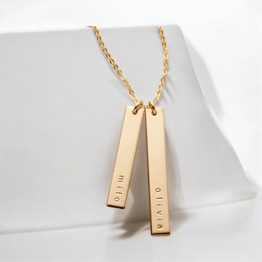 Gold name stamped necklace