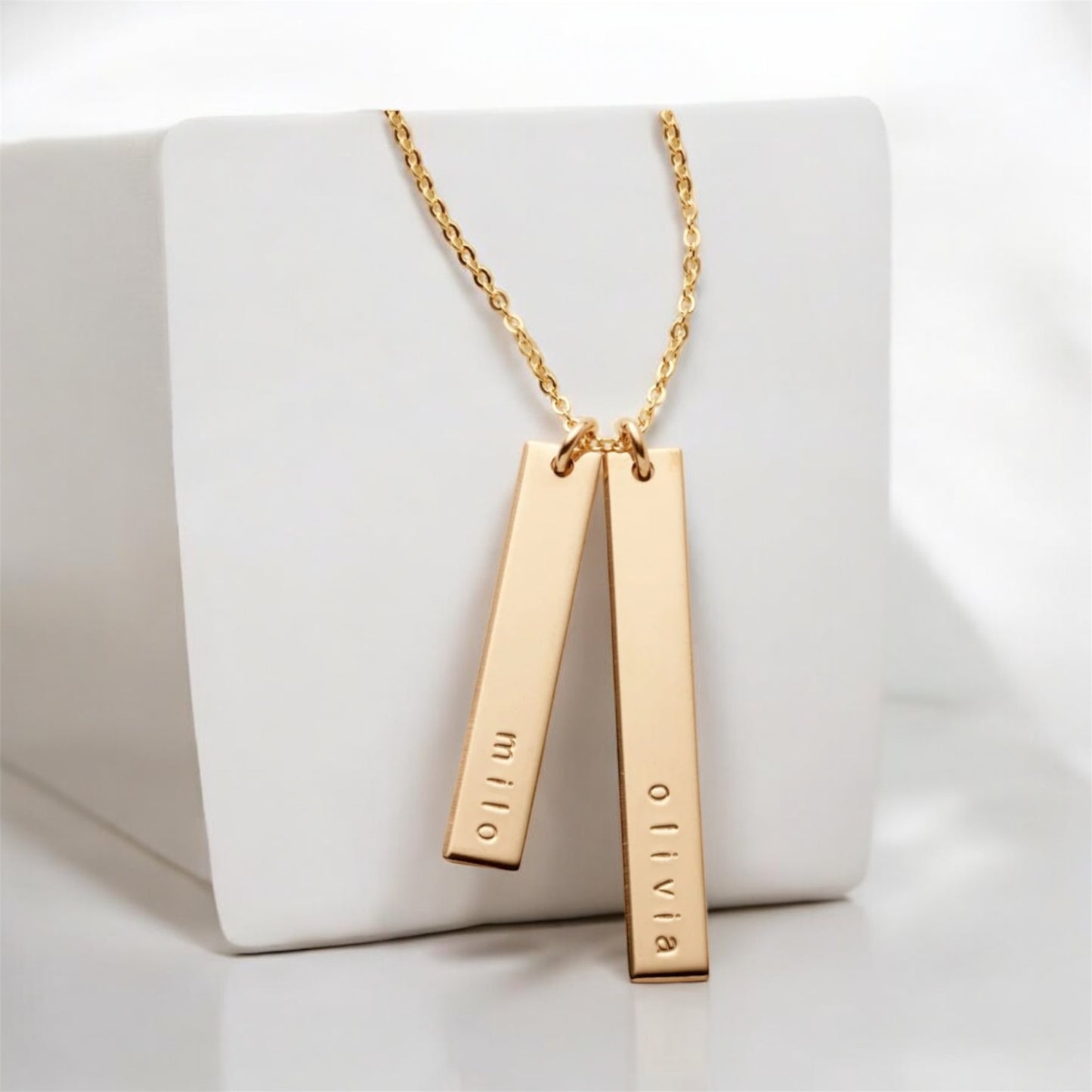 Gold name stamped necklace