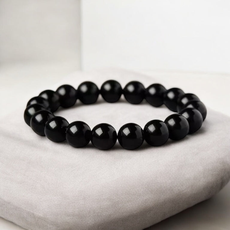 Black porcelain bead bracelet