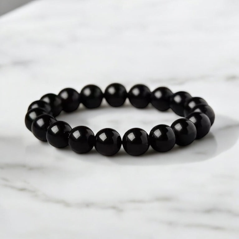 Black porcelain bead bracelet