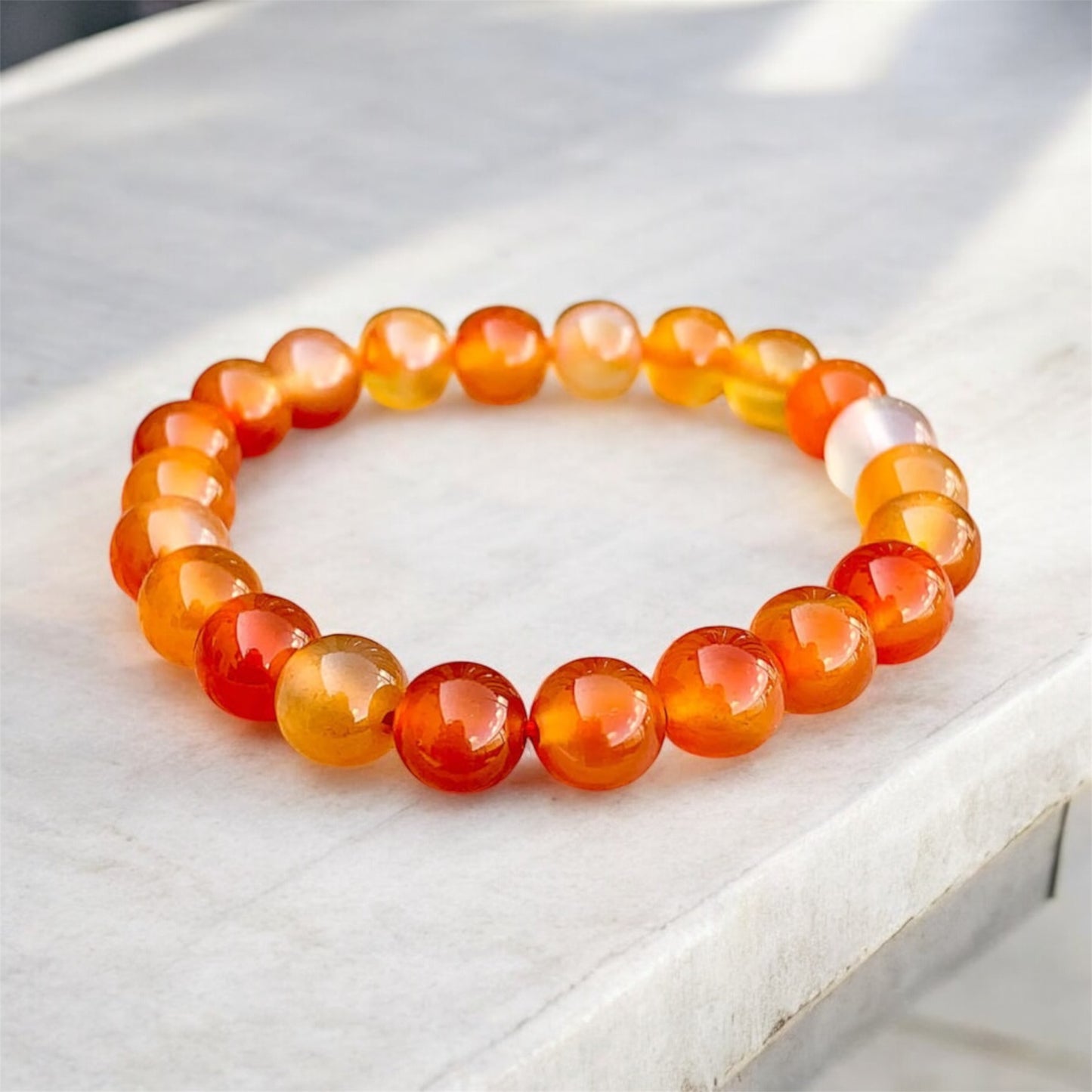 Orange stone bead bracelet