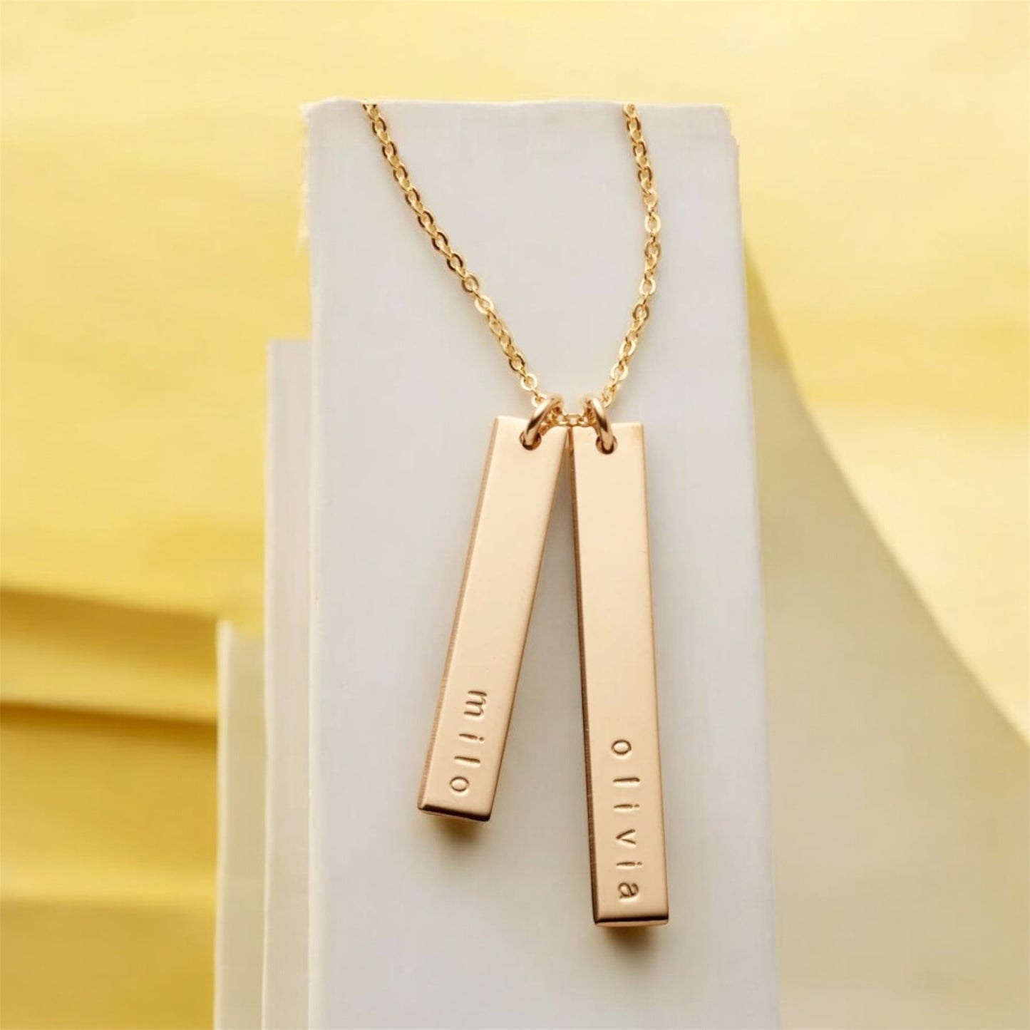 Gold name stamped necklace