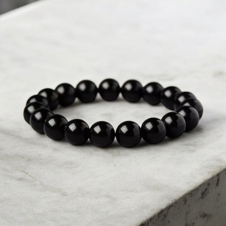 Black porcelain bead bracelet