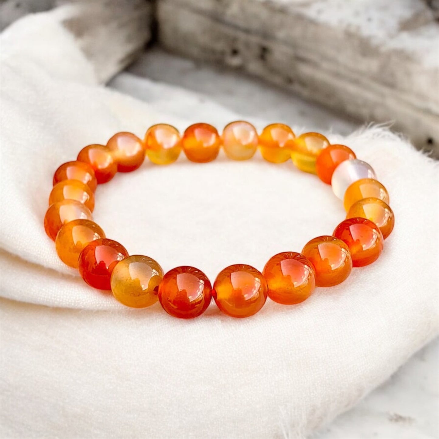 Orange stone bead bracelet