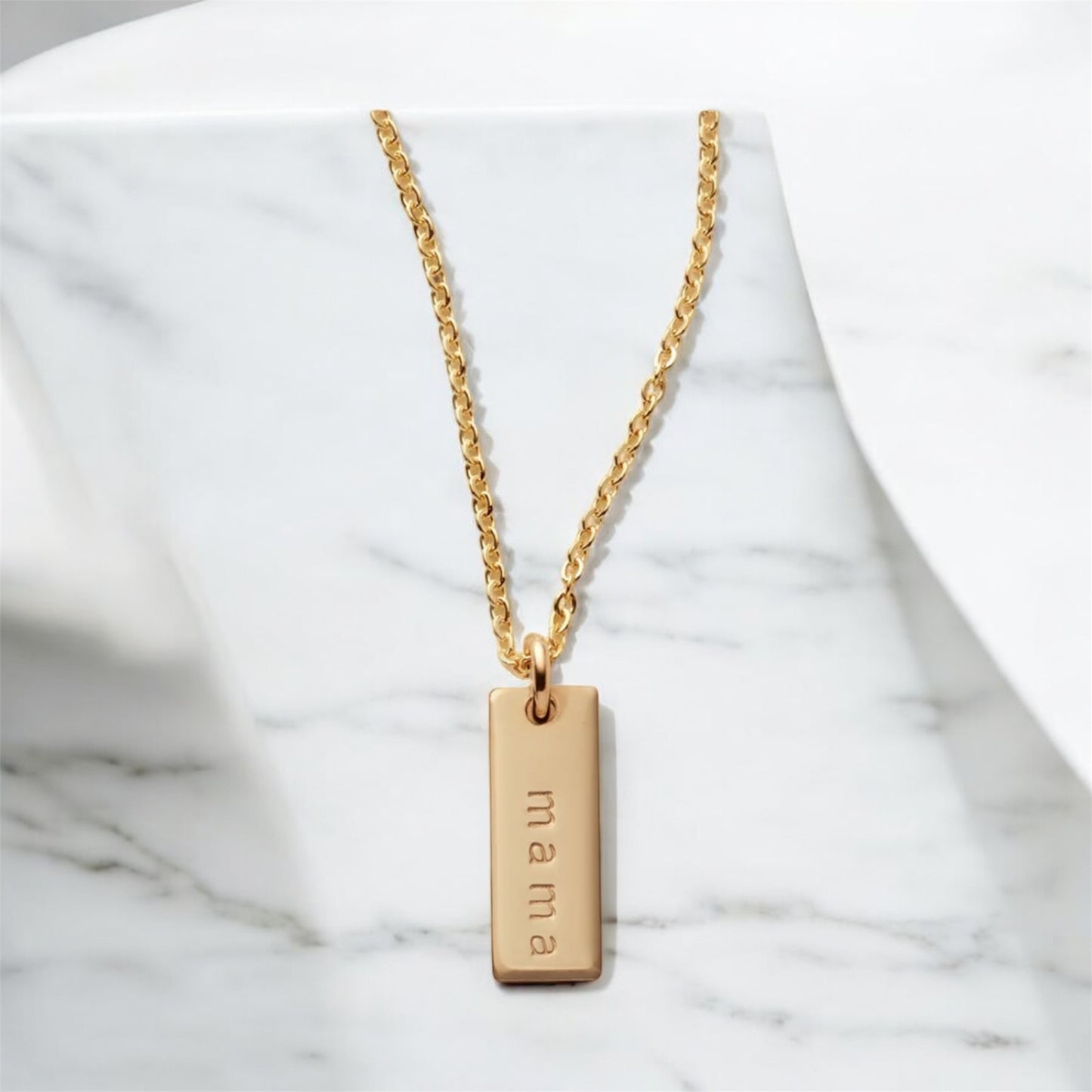 Single bar name stamped necklace