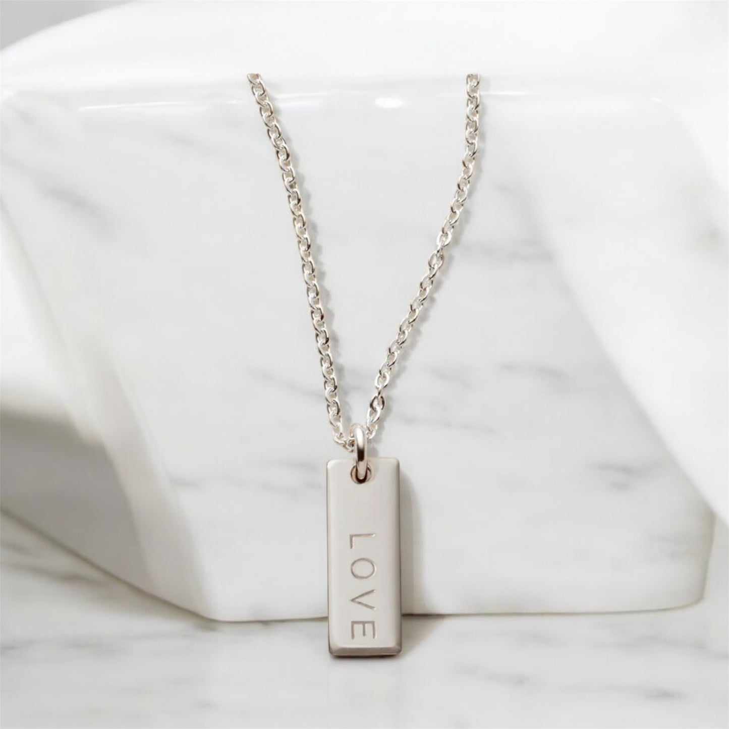 Single bar name stamped necklace